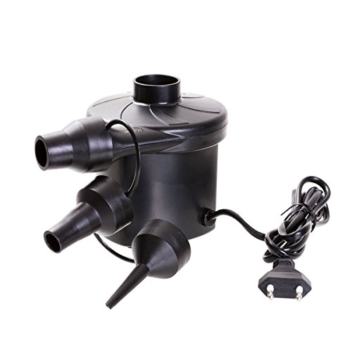 GOCHANGE Elektrische Luftpumpe, Elektropumpe 230V Automatisch und Schnell Auf- und Abpumpen, Aufblasbare Pumpe inkl. 3 Aufsätze für Luftmatratzen, Schlauchboote, Gästebetten