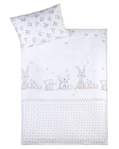Julius Zöllner 8510116130 Bettwäsche Häschen und Eule, 100 / 135 cm + 40 / 60 cm