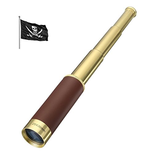 Taschenteleskop Messing 25x30,SGODDE Fernglas Monokular Fernrohr Hand teleskop Gold