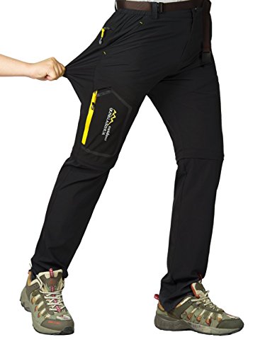Leezepro Outdoor Hose Herren Zwei Teile zerlegbar Leicht mit Gürtel Sonnenschutz Schnell Trocknende Wanderhose Funktionshose, Schwarz, EU M Etikettgröße: 3XL)