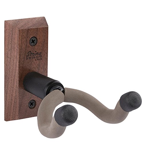 String Swing CC01K-BW - Gitarrenhalterung Gitarrenhalter Für die Wand - Gitarrenständer and Gitarrenwandhalter - schwarze Walnuss