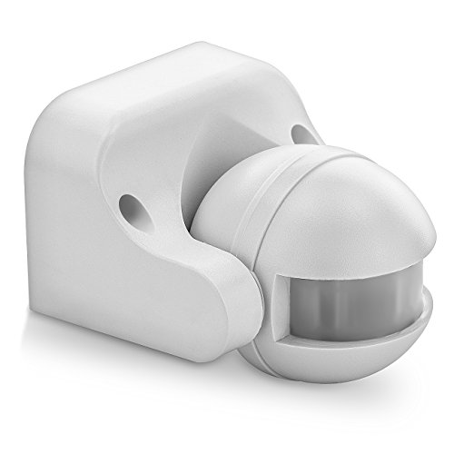 deleyCON Infrarot Bewegungsmelder für Innen- und Außenbereich mit 180° Arbeitsfeld Reichweite bis 12m - einstellbarer Erfassungsbereich - Weiß