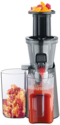 Severin Slow Juicer ES 3571 mit hochwertige Press-Schnecke für lang anhaltend perfekte Ergebnisse (150 Watt, 1 L) grau-metallic-schwarz / Edelstahl