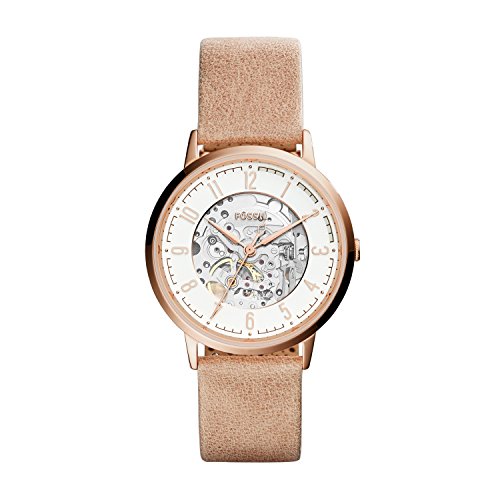 Fossil Damen Skeleton Mechanik Smart Watch Armbanduhr mit Leder Armband ME3152