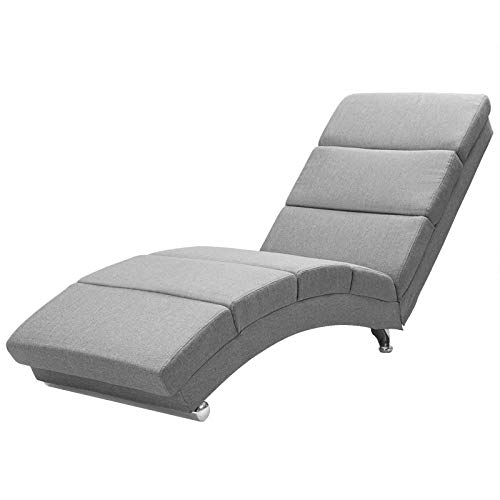 Casaria Relaxliege Liegesessel London Wohnzimmer | Leinen Optik Grau | Ergonomisch | 173x55cm | Modern Liege Relaxsessel