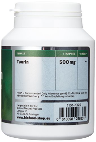 Greenfood Taurin, 500mg, extra hochdosiert, 120 Kapseln