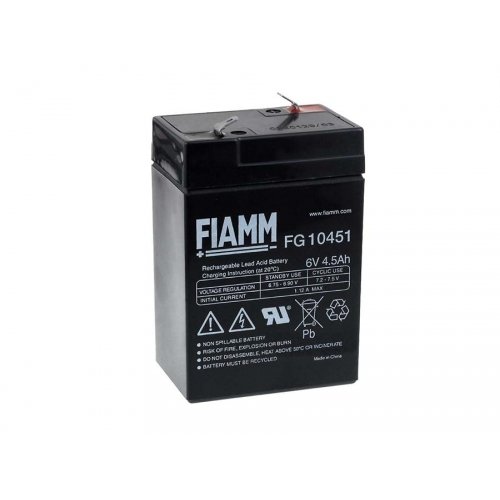 FIAMM Bleiakku FG10451 6V 4,5Ah Faston 4,8 AGM Akku Blei-Gel Vliestechnik