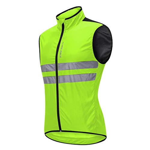 Baoblaze Atmungsaktiv Fahrradweste Radweste Windweste Laufweste Reflektierende Weste Winddicht Ärmellos Sport Mantel Jacke für Laufen Fahrrad Sport - Grün XL