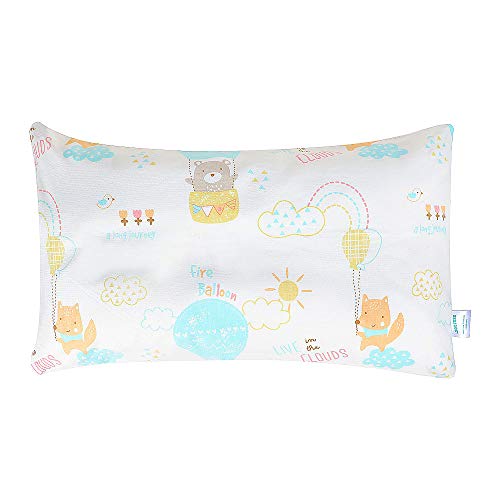 Yoofoss Kissen Kinder Kissen Kopfkissen Schlafkissen Waschbar Kleinkinder 1-6 Jahre Nackenschutz gegen Allergie Milbenschutz mit Kissenbezug weiß 26x45x4cm