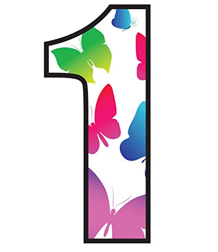 RJWprint Aufkleber, Mülltonnennummer, Mülltonnenaufkleber, Schmetterling, selbstklebend, 17 cm - 1