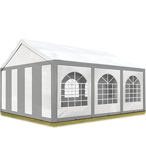 TOOLPORT Hochwertiges Partyzelt 3x6 m Pavillon Zelt 240g/m² PE Plane Gartenzelt Festzelt Bierzelt Wasserdicht grau-weiß