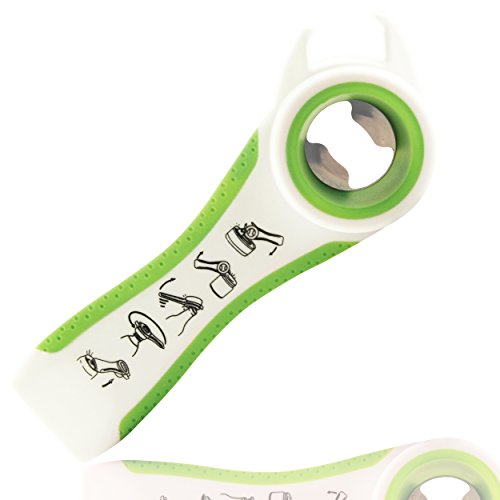 Multi-Flaschenöffner mit Drawstring-Tasche | Öffnen von Kronkorken, Dosen, Konserven, Glas- und Drehverschlüssen | Kunststoff und Edelstahl | Auch für Reisen, Camping, Travel und Backpacking