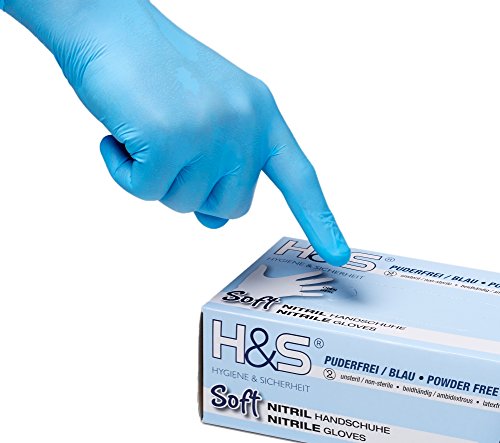 100 Stück blaue Nitrilhandschuhe von H&S (Größe XL = 10, blau) | puderfreie, latexfreie und unsterile Nitril Einweg Handschuhe und Untersuchungshandschuhe in Klinik-Qualität, medizinische Schutzhandschuhe EN455 | Tätowierhandschuhe - Tattoo Handschuhe | S Small M Medium L Large XL X-Large XXL verfügbar | * AKTION * REDUZIERT *