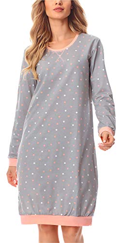 Merry Style Damen Nachthemd MS10-180 (Grau/Punkten, M)