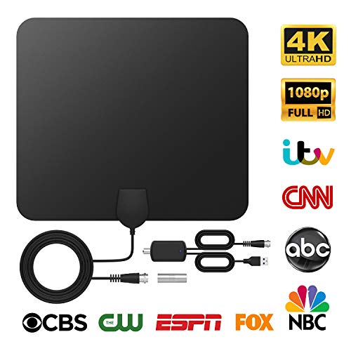 DVB-T2 Antenne Innen, DVB-T2 Receiver mit Antenne, Tragbare Digitale TV Antenne mit Intelligentem Signalverstärker, Unterstützt 4K 1080 HD/VHF/UHF, für Alle TV-Typen Geeignet, TICTID.