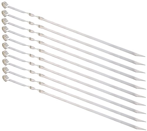 MojiDecor Grillspieße Grill Kabob Spieße 37,5cm, Flat Schaschlikspieße Grillspieße Fleischspieße, 10-teiliges Set