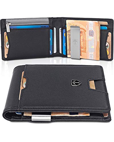 TRAVANDO Geldbeutel Männer mit Geldklammer Stockholm Slim Portemonnaie Wallet Portmonaise Herren Geldbörse Geldtasche klein Portmonee RFID Schutz Kreditkartenetui Brieftasche Kartenetui Geschenk