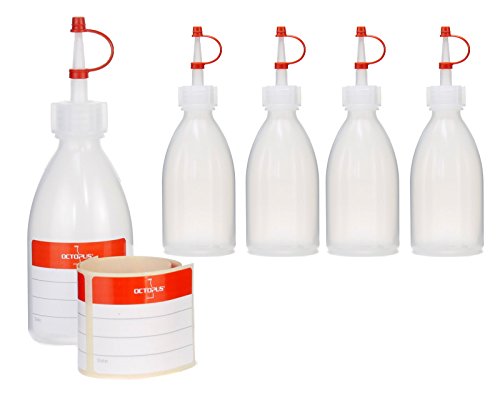 5 x 100 ml Quetschflaschen, Spritzflaschen aus LDPE mit Tropfverschluss, Garnierflaschen, Dekorationsflasche für Küche, Hobby oder Labor
