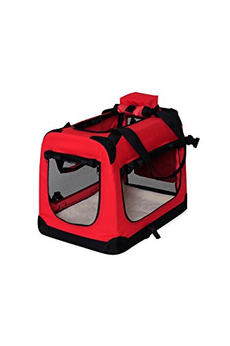dibea TB10050 Hundetransportbox Hundetasche Faltbare Autobox Kleintiertasche (Größe und Farbe wählbar), rot