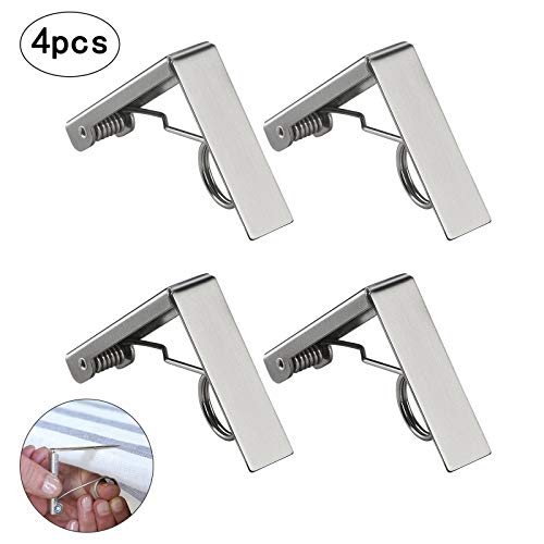 ZoomSky 4er Stabil Tischdeckenklammer, 430 Edelstahl Tischtuchklammern Tischtuch Klammer Outdoor Tischdecke Halter & Rock Clips für Garten, Picknicks Hochzeiten Party Küche und Restaurant