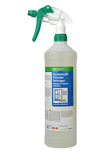 bio-chem Kunststoff Fenster Reiniger entfernt Nikotin Farb-und Kleberückstände gelartiger Aktivschaum biologisch abbaubar auch für Gartenmöbel Jalousie Rollläden Heizungen Window Cleaner - Plastics 1000 ml