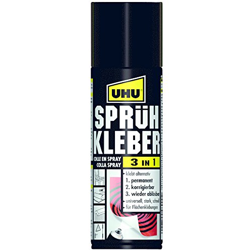 Uhu 48900 - Sprühkleber 3 in 1 Permanent - Korrigierbar - Wieder Ablösbar 200 ml