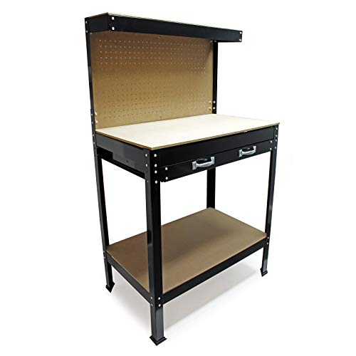 Werkbank 800x500x1400mm Werktisch Arbeitstisch Arbeitsplatte Lochwand Werkstatt Regal Schublade