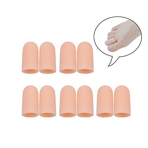 Sumifun--10 Stücke 100% Gel Zehenkappen mit komfortablen und weichen Schutzmaterialien, Schutz vor Blasenbildung， geeignet für den großen und kleinen Zeh (Pink-10Psc One Size)