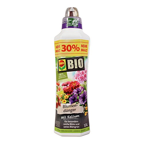 COMPO BIO Blumendünger für alle Zimmer-, Balkon- und Terrassenpflanzen, Natürlicher Spezial-Flüssigdünger, 1,3 Liter