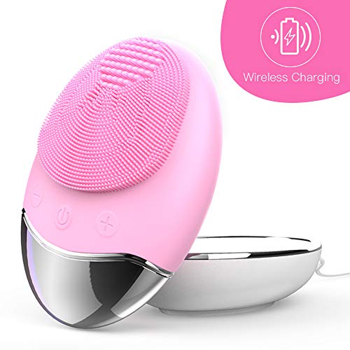 Gesichtsreinigungsbürste Silikon 3-IN-1 Elektrische Gesichtsbürste Silikon Gesichtsmassagegerät Sonic Tiefenreinigung Hautpflege Gerät IPX7 Waterproof, Wireless Charging, für Alle Hauttype