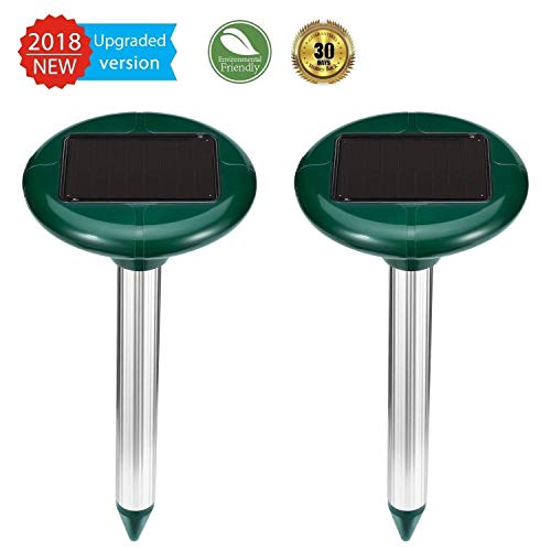 ZEBRAFI 2 Stück Solar Maulwurfabwehr,Ultrasonic Solar Maulwurfschreck,Mole Repellent, Maulwurfbekämpfung, Schädlingsbekämpfung mit IP56 für Den Garten (Grün)