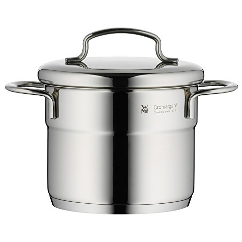 WMF Mini Kochtopf mit Metalldeckel,  klein, 12 cm, 1,0l Cromargan Edelstahl poliert, Induktion, stapelbar, ideal für kleine Portionen oder Singlehaushalte