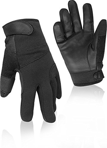 normani Neopren/Lederhandschuhe mit Kevlar Futter Farbe Schwarz Größe L