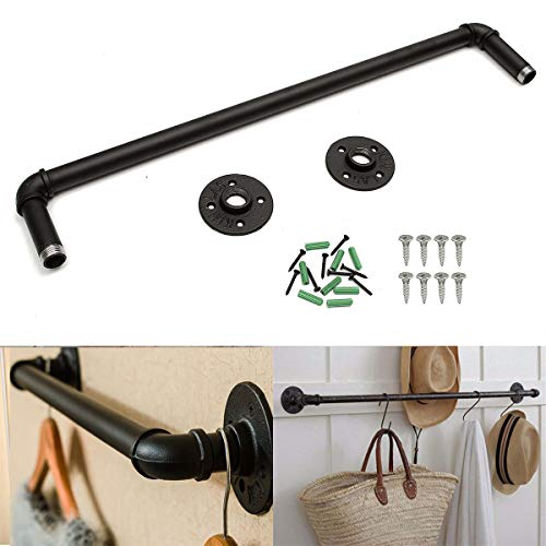 KING DO WAY Handtuchhalter Kleiderstange für Kleiderbügel, Garderobenstange Metallkleiderstangen-hängende, Handtuchstange Handtuchständer, Schwarz 48cm