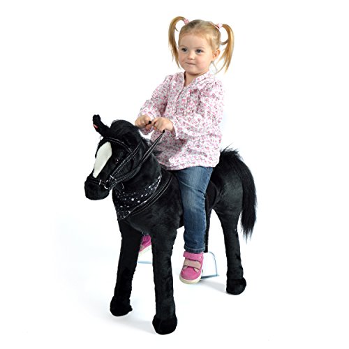 Plüschpferd XXL 75 cm - Stehpferd Polly - fast lebensgroßes Spielpferd zum drauf sitzen bis 100 kg belastbar, mit verschiedenen Sounds, Spielzeug Pferd zum Träumen von Pink Papaya Toys