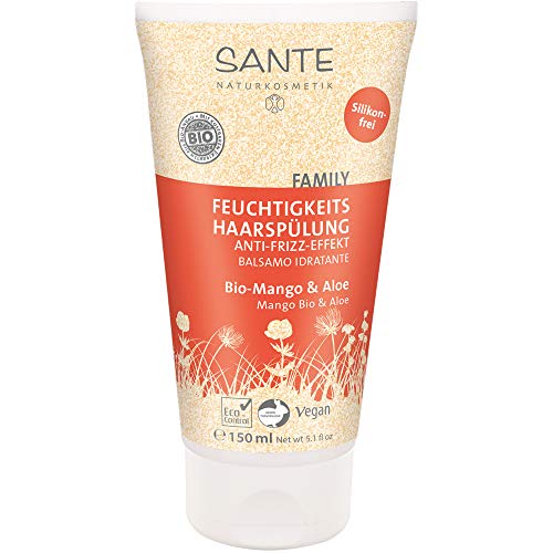 SANTE Naturkosmetik Feuchtigkeits Haarspülung Bio-Mango and Aloe, Fruchtiger Duft, Gesundes Haar, Natürliche Spülung ohne Silikon, Vegan, Conditioner 150g pack