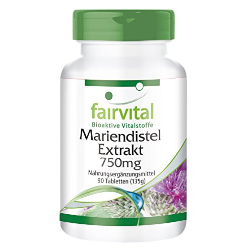 Mariendistel Extrakt 750mg, standardisiert auf 80% Silymarin, 600mg Silymarin pro Tablette, vegan, 90 Tabletten