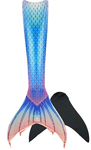 shepretty Meerjungfrauenschwanz zum Schwimmen mit Monoflosse für Kinder und Erwachsene,Blau,140