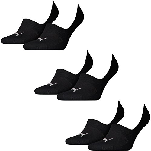 6 Paar Puma Socken Footie Sportsocken Invisible Gr. 35 - 46 Unisex, Farbe:200 - black, Socken & Strümpfe:39-42