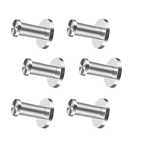LEBENSWERT 6 Stück Kleiderhaken Garderobenhaken Edelstahl Wandhaken Handtuchhalter Bad Tür Wandmontage Mantel Haken (52 mm)