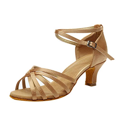 NMERWT Frauen Rumba Waltz Prom Ballroom Latin Salsa Tanzschuhe Square Damen Dance Gesellschaftstanz Pumps Latein Schuhe (37, Z10-Khaki)