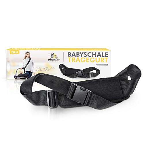 StorkDelivery Tragegurt für Babyschalen - Profi Tragehilfe für Babytragen - Größen verstellbar - mit hochwertigem Schulterpolster (1 Paar, Schwarz)