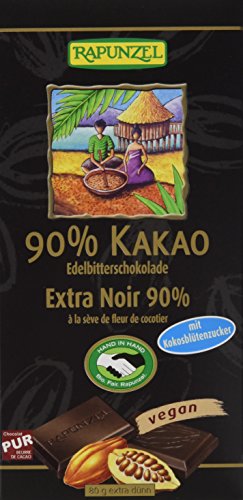 Rapunzel Bitterschokolade 90% Kakao mit Kokosblütenzucker HIH, 12er Pack (12 x 80 g)
