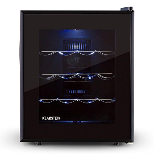 Klarstein Barolo Weinkühlschrank Getränkekühlschrank (48 Liter, 16 Flaschen, doppelt isoliert, 3 Einschübe, freistehend, leise, 11-18°C, 70 Watt, höhenverstellbar) schwarz