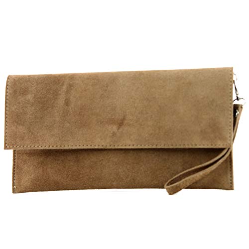 modamoda de - T151/M151 - ital. Clutch Wildleder/Leder Metallic