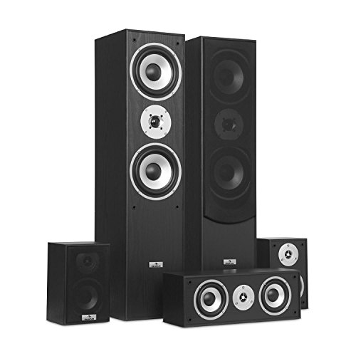 auna Surround • Lautsprecher Boxen Set • Surround Sound-System • Heimkinosystem • Bassreflex-Chassis • 335 Watt RMS-Leistung • Wandmontage möglich • 5 Boxen • schwarz