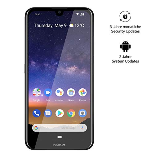 Nokia 2.2 Dual Sim Smartphone - Deutsche Ware (14,5 cm (5.71 Zoll), 13 MP Hauptkamera, 2GB RAM, 16 GB interner Speicher, Android 9 Pie) Schwarz