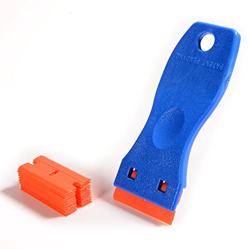 Ehdis 1.5 'High Visibility Mini Razor Kunststoff zweischneidige Klinge Schaber mit 10PCS Kunststoff Razor Schaberklingen für Scraping Etiketten und Abziehbilder aus Glas, Windschutzscheiben