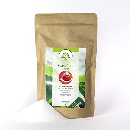 SweetCare Zucker Kristall, 1 Kg, der Zuckerersatz mit Erythritol und Stevia, die natürliche Alternative zu Zucker