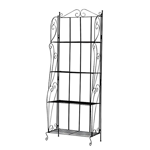 CLP extra stabiles Standregal LEA im Landhaus Stil, 160 x 60 x 30 cm, zusammenklappbar (aus bis zu 2 Farben wählen) Schwarz